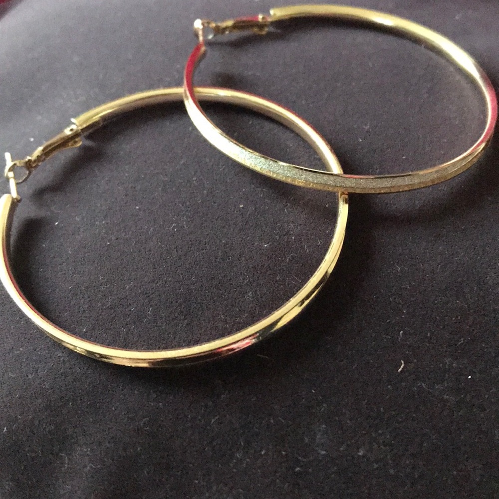 Gold hoops with silver lining